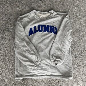 Aerie Gray Crewneck Sweater with Blue Alumni Print